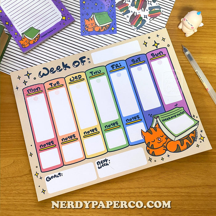 Sleeping Suki 52 Week Planner  | Handmade Weekly Notepad - WP001
