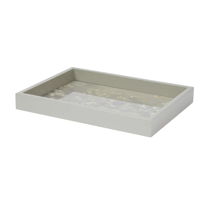 Small Lacquered Chinoiserie Tray, Gray