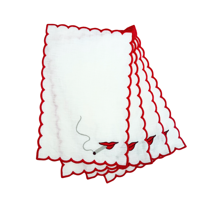 Smoking Lips Cocktail Napkins, set of 4
