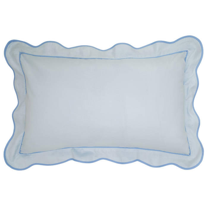 Soft Blue & Cornflower Linen Scallop Shams