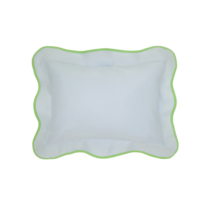 Soft Blue & Thyme Linen Scallop Shams