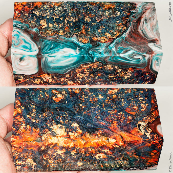 Stabilized hybrid wood box elder burl block