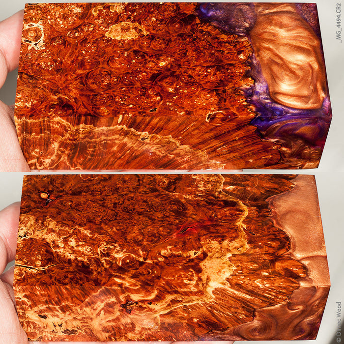 Stabilized hybrid wood box elder burl block