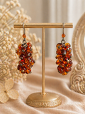 Sterling Silver Amber Grape Cluster Earrings