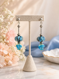 Sterling Silver Blue Glass Bead Drop Earrings