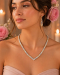 Sterling Silver Layered Necklace and Drop Earrings Set