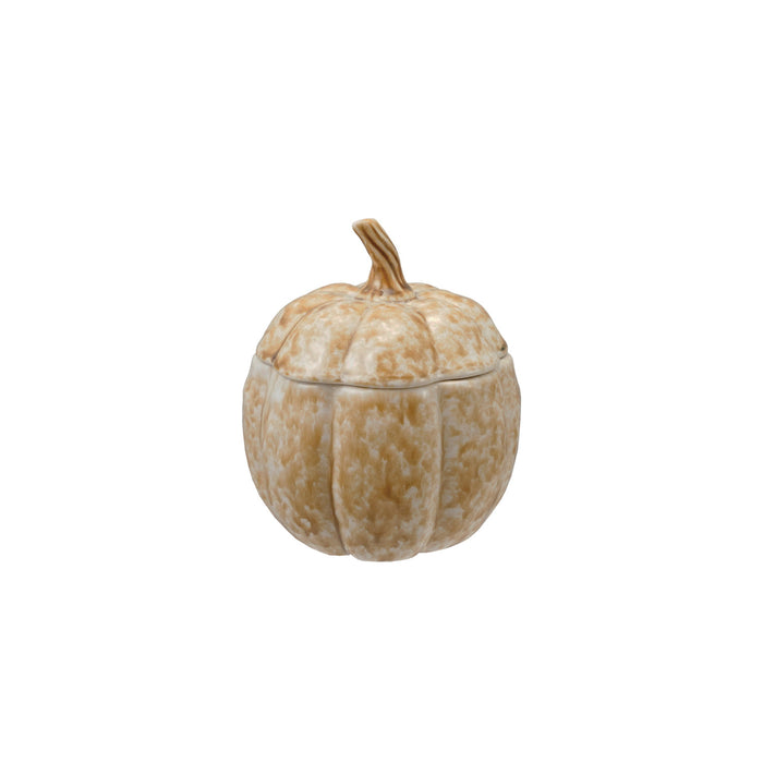 Stoneware Pumpkin Shaped Jar with Lid (Each One Will Vary) - The Preppy Bunny