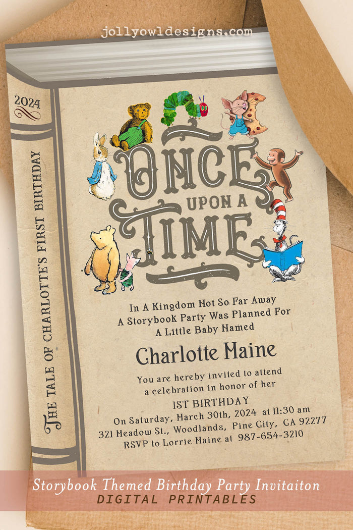 Storybook Themed Birthday Party Invitation - Once Upon A Time