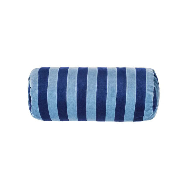 Stripe Velvet Bolster, Silver Blue/Dark Blue