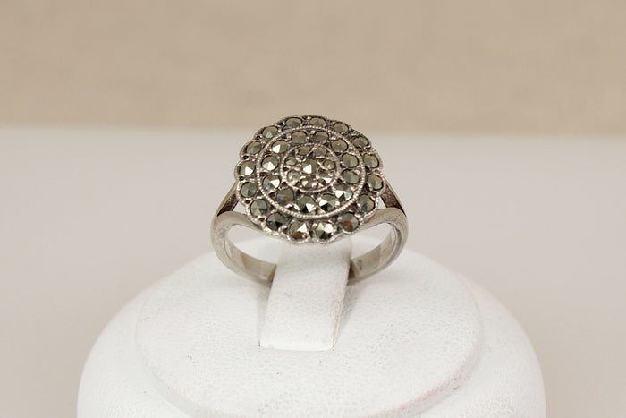 Stylish Art Deco Silver & Marcasite Statement Ring