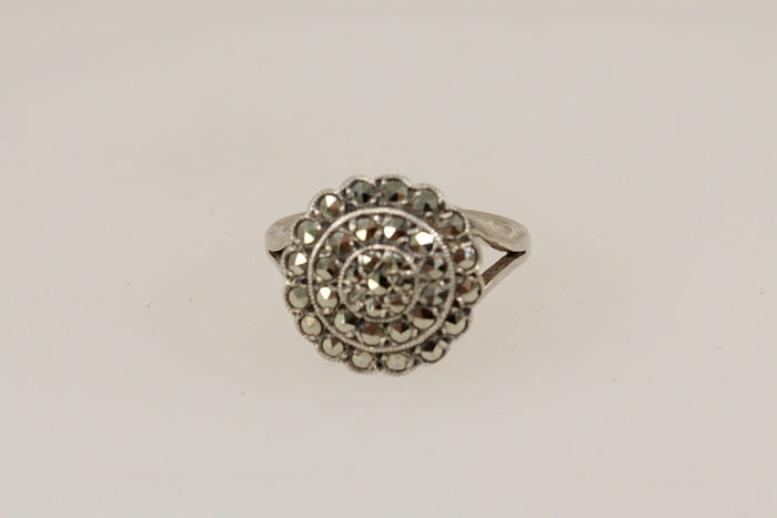 Stylish Art Deco Silver & Marcasite Statement Ring