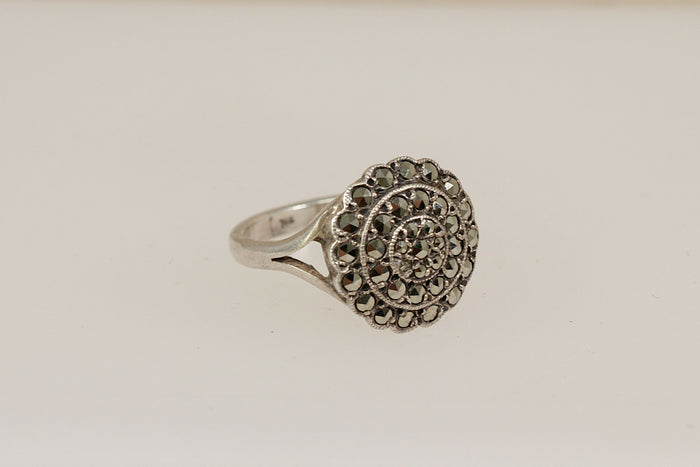 Stylish Art Deco Silver & Marcasite Statement Ring