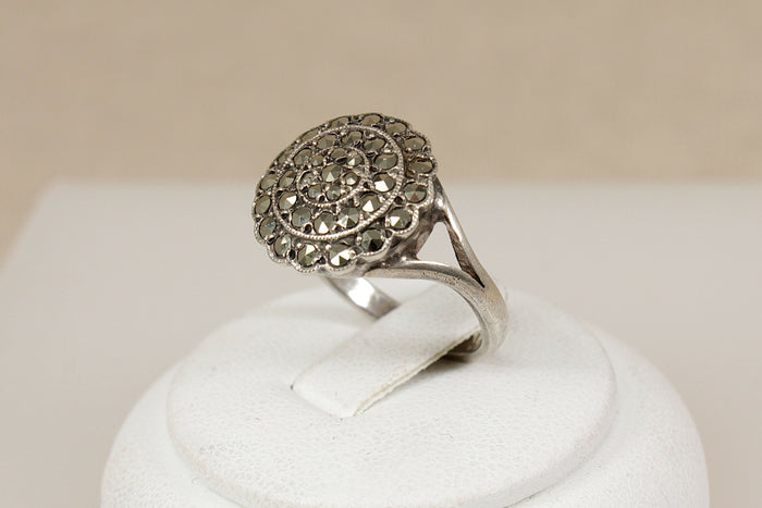 Stylish Art Deco Silver & Marcasite Statement Ring