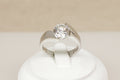 Stylish & Chunky Sterling Silver CZ Solitaire Twist Ring