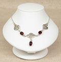 Stylish Kit Heath Sterling Silver & Garnet Celtic Knot Necklet – Adjustable 17½–18½ Inches