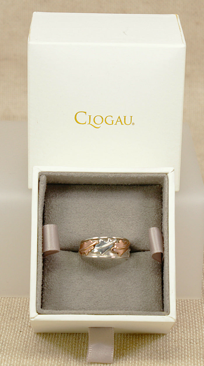 Stylish Silver & Gold Overlay Leaf Ring by Clogau