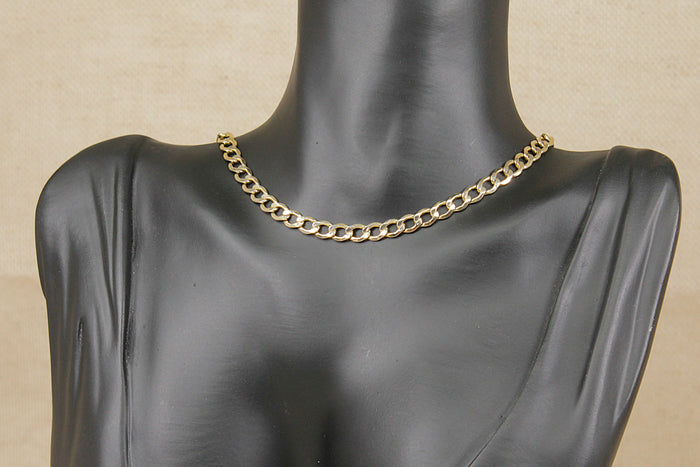 Stylish Sterling Silver & 9ct Bonded Gold Flat Curb Chain – 20½ Inches