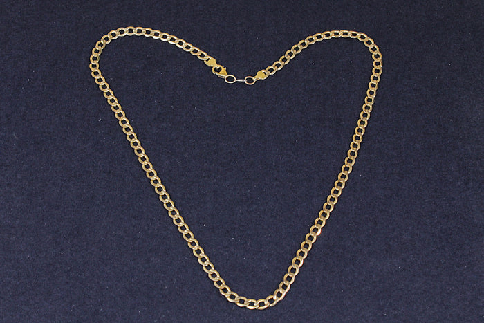 Stylish Sterling Silver & 9ct Bonded Gold Flat Curb Chain – 20½ Inches