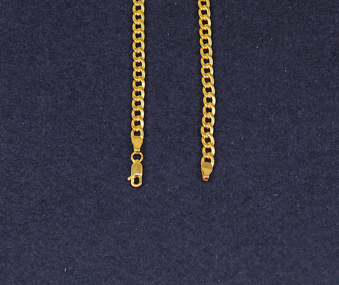 Stylish Sterling Silver & 9ct Bonded Gold Flat Curb Chain