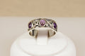 Stylish Sterling Silver & Amethyst Studio Art Nouveau Style Band Ring