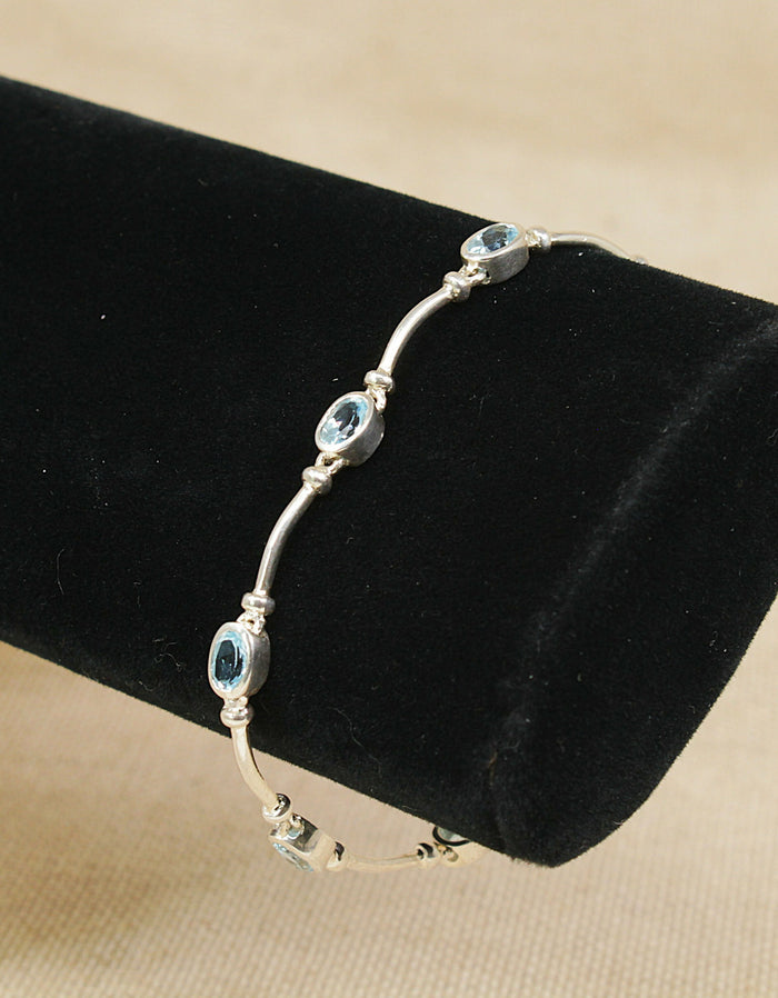 Stylish Sterling Silver & Blue Topaz Bracelet – Birmingham Hallmarks