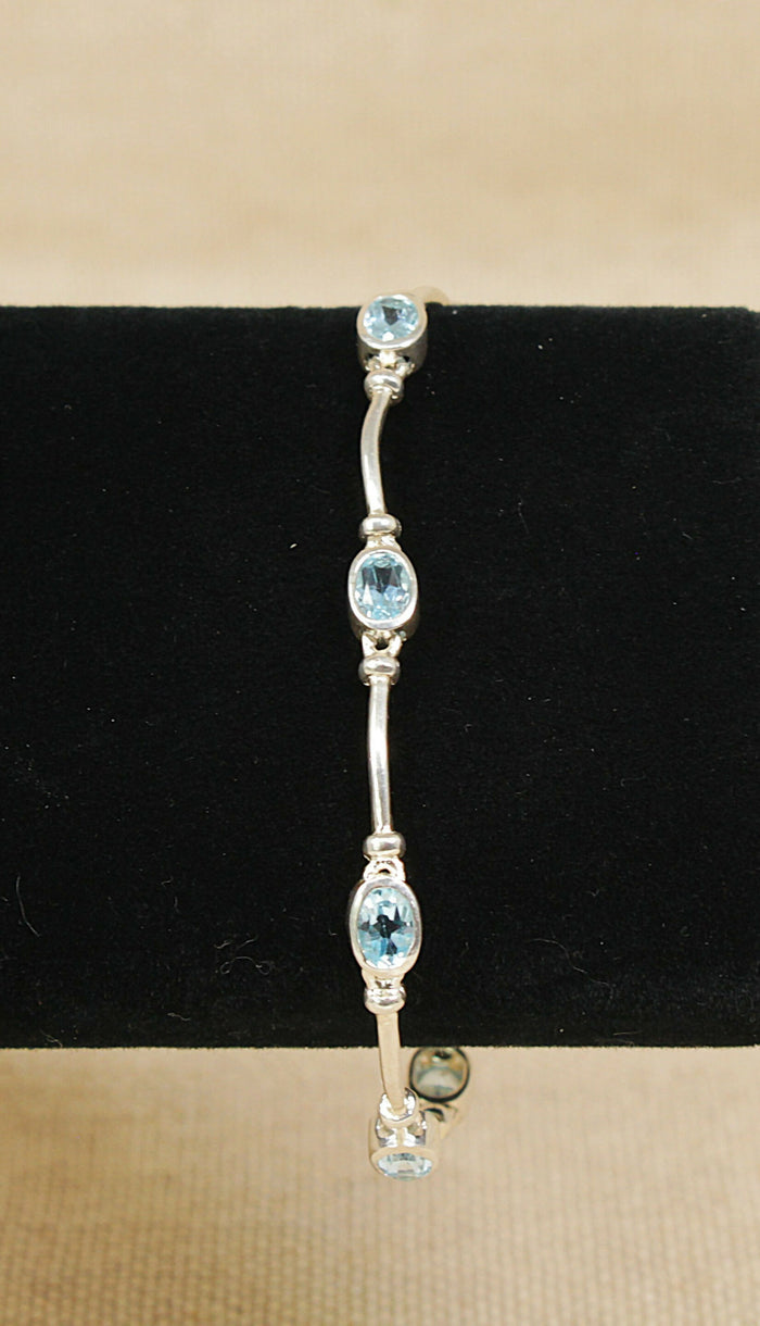 Stylish Sterling Silver & Blue Topaz Bracelet – Birmingham Hallmarks