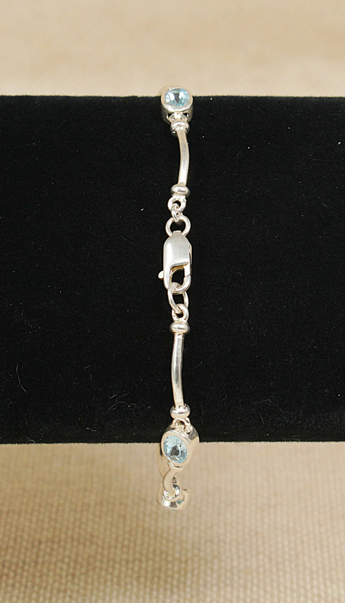 Stylish Sterling Silver & Blue Topaz Bracelet – Birmingham Hallmarks