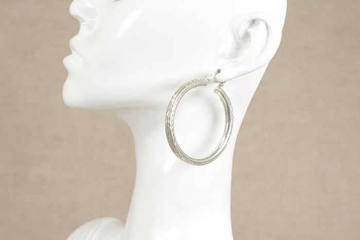 Stylish Sterling Silver Large Hoop Earrings