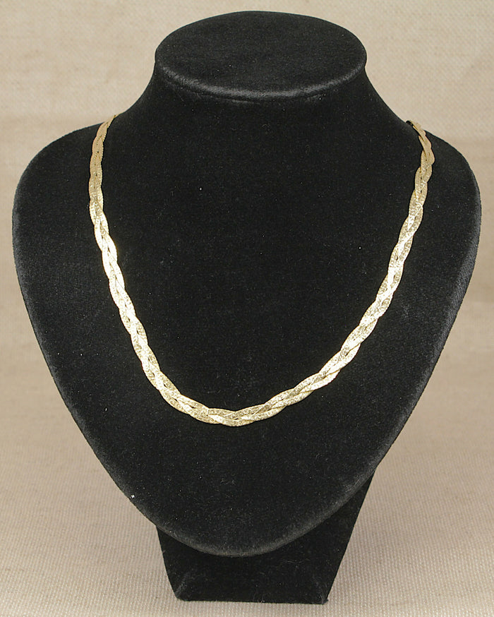 Stylish Vintage Italian Sterling Silver Gilt Plaited Necklace