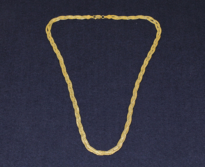 Stylish Vintage Italian Sterling Silver Gilt Plaited Necklace
