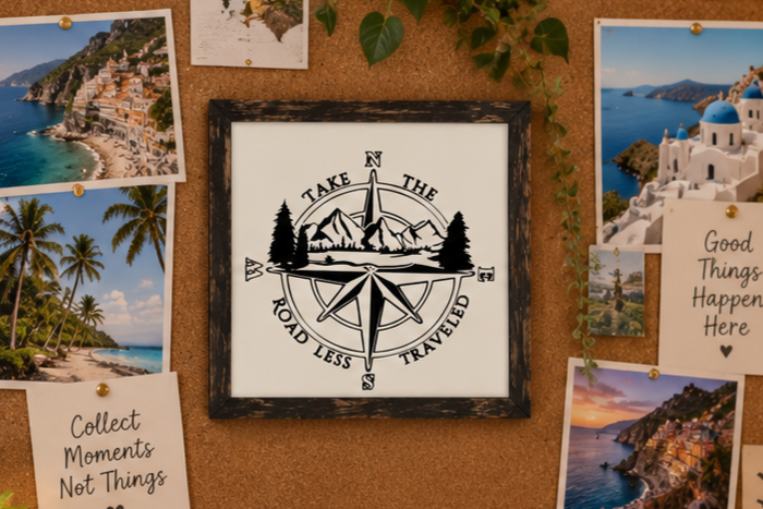 Take the Road Less Traveled Sign | Adventure Wood Sign | Rustic Cabin Wall Decor | Travel Gift | Outdoors Gift