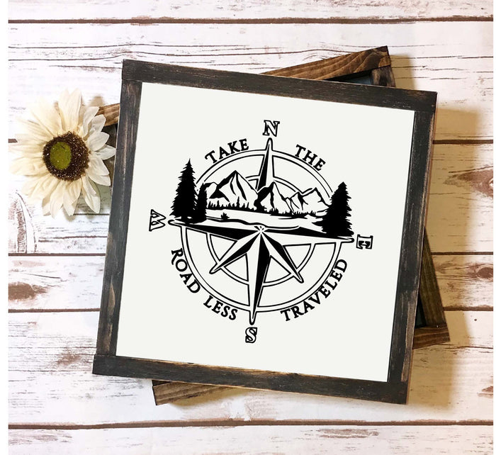Take the Road Less Traveled Sign | Adventure Wood Sign | Rustic Cabin Wall Decor | Travel Gift | Outdoors Gift