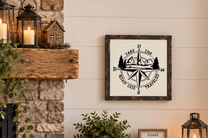 Take the Road Less Traveled Sign | Adventure Wood Sign | Rustic Cabin Wall Decor | Travel Gift | Outdoors Gift