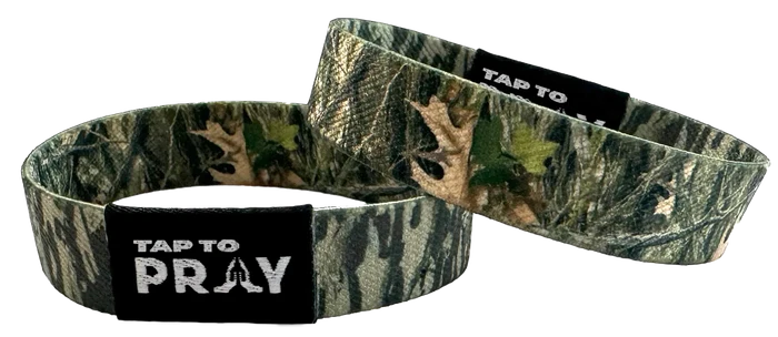 Tap To Pray Wristband Forest & Tree Bark Camo
