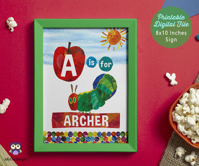 The Very Hungry Caterpillar Birthday Party Personalized Name Sign