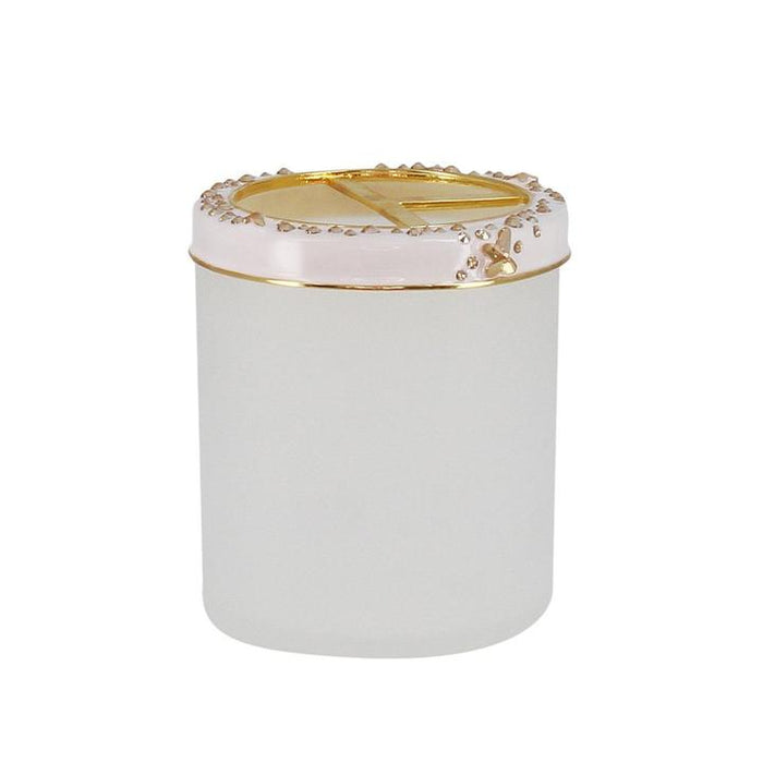 Round Brush Holder (4"W x 4.75"H) / Gold Trim