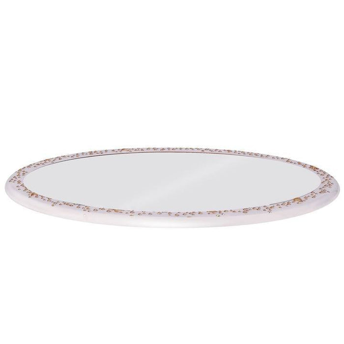 Oval Tray w. Mirror (16"L x 13"W) / Gold Trim