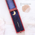 Victorian Silver Gilt Man in the Moon Stick Pin 1885 Reg'd Design 36333 Cased Box