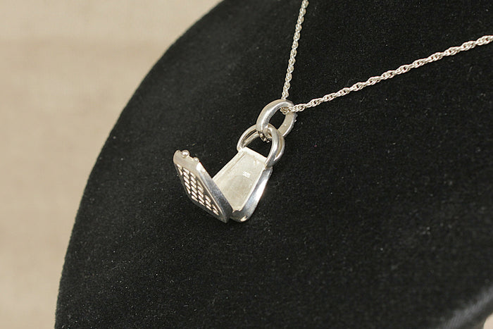Vintage Sterling Silver & Marcasite Mini Handbag Perfume Pendant & Silver Chain