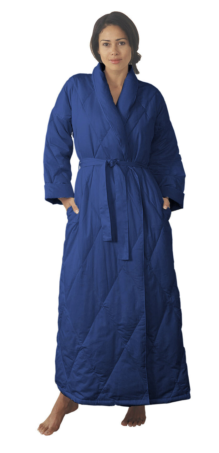 Warm Things Quilted Down Robes Navy