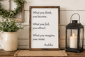 What You Think You Become Sign | 12x18 Hand Painted Wood Quote Sign | Motivational Farmhouse Wall Decor | Mindset Gift