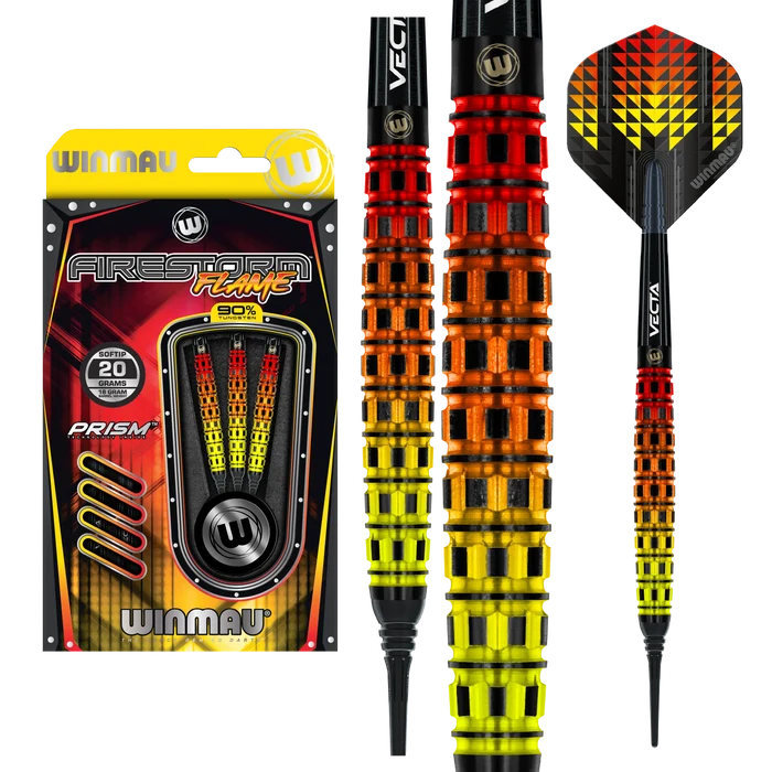 Winmau Firestorm Flame 90% Soft Tip Dart Set - 20g