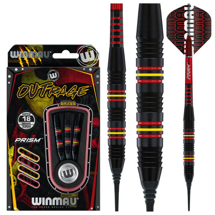 Winmau Outrage Brass Soft Tip Dart Set - 18g