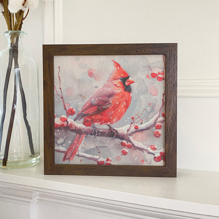 Winter Red Cardinal - Framed Print