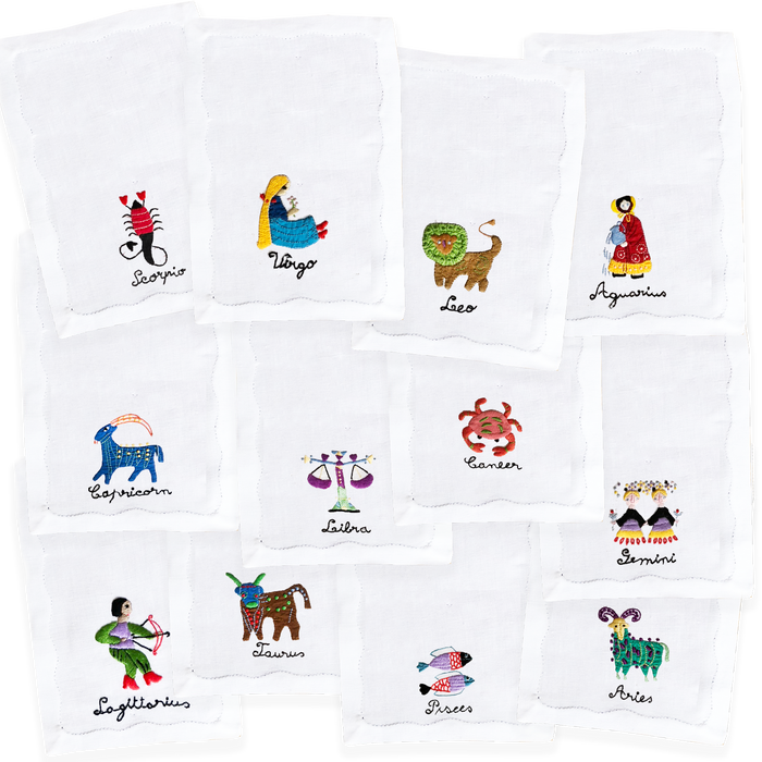 Zodiac Cocktail Napkins, set of 4